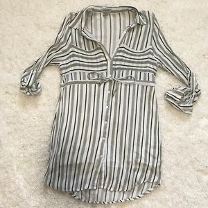WHITE/GREEN STRIPPED DRESS